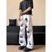 Palm Print Flared Jeans Men's Summer New Style Hiphop American Street Style Hip Hop Loose Slim Long Pants_viptrois.com