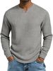 Men's Clothing Slim Fit Long Sleeve V-Neck T-Shirt For Autumn, Breathable Waffle Knit Fabric, Casual Basic Top (White, Gray, Black, Burgundy, Khaki)_viptrois.com