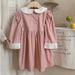 Mother & Kids French rattan flower embroidery doll collar girl dress 2024 autumn style contrast color pure cotton sweet princess dress long sleeve_viptrois.com