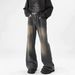 Splicing Jeans Men's 2025 Spring And Autumn New American Fashion Brand Gradient Washed Loose Straight Leg Casual Pants_viptrois.com