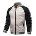 New Autumn Baseball Collar Jacket For Men – Slim Fit Two-Stripe Cotton Blend Bomber (M-5XL, White/Black/Green)_viptrois.com