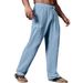 Men's Breathable Linen Cotton Pants - Relaxed Fit With Drawstring Waist Straight Leg (White/Black/Dark Khaki/Light Blue/Navy/Olive) - Sizes S-5xl_viptrois.com