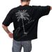 Men's Summer Casual Fashion Short Sleeve T Shirt "Minimalist Palm Tree" Summer Vacation Style Black And White Two Tone Short Sleeve T Shirt_viptrois.com