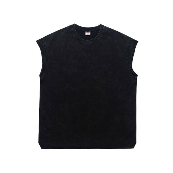 American-style Sleeveless Vest For Men, Summer Washed T-shirt, Loose Fit, Unique Small Flutter Sleeve Top_viptrois.com