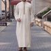 Men's Clothing Muslim Men's Robe Long Sleeves Ethnic Style Embroidery Stand Collar Men's Thobe_viptrois.com