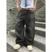 Men's Retro Washed Straight Leg Jeans Loose Fit Solid Color Casual Distressed Long Pants Hot Selling_viptrois.com
