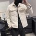 Men’s Wool-Blend Short Lapel Coat – Lightweight Winter Jacket (Black/Apricot, S-XXXL)_viptrois.com