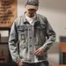 Men's Clothing high end light colored motorcycle denim jacket men's fashion brand old retro heavy duty bear jacket embroidered gown trend_viptrois.com