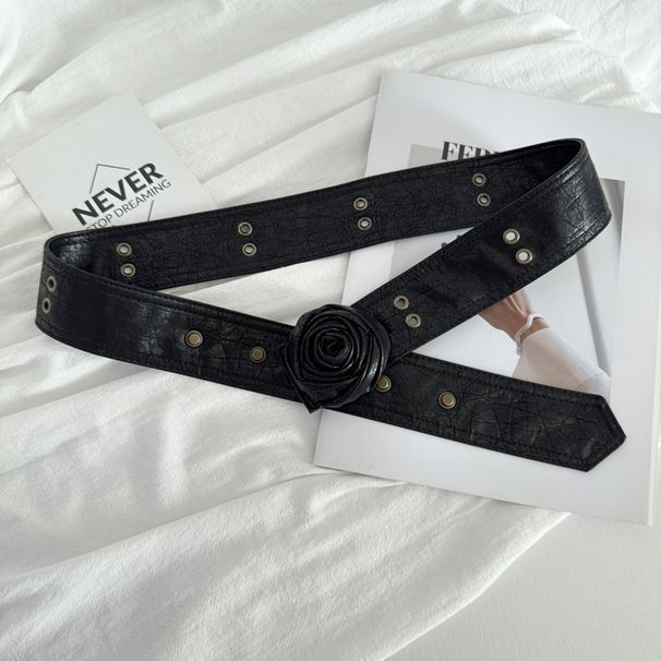 Y2K American Hot Girl Rose Flower Asymmetrical For Women, Niche High-End Punk Style Decorative Skirt Waist Belt_viptrois.com