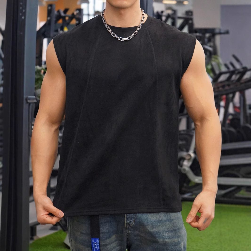 Men's Slim Fit Workout Tank Top - Breathable Polyester Gym Vest With Vertical Stripes For Summer Sports & Casual Wear_viptrois.com