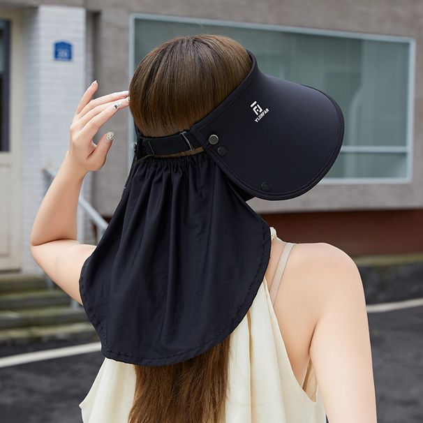 2024 New Sun Hat With Visor, Three-Piece Set, Summer Wide Brim Ice Silk Shawl, Face Mask, Sunshade, UV Protection_viptrois.com