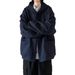 New Japanese Retro Loose Hooded Jacket Men's Solid Color Basic Casual Waffle Cardigan Sweatshirt_viptrois.com