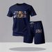 Men's Halloween Short Sleeve Fashion Casual Suit Trendy Set T-Shirt And Mesh Shorts Plant Pattern Comfortable Streetwear_viptrois.com