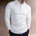 Solid Color Jacquard Knit Sweater Long Sleeve Shirt Slim Lapel Polo Shirt Men's Tops_viptrois.com