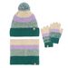 Young Girls Clothing scarf three piece set with velvet contrast color fur ball hat scarf gloves three piece set warm wool blend_viptrois.com
