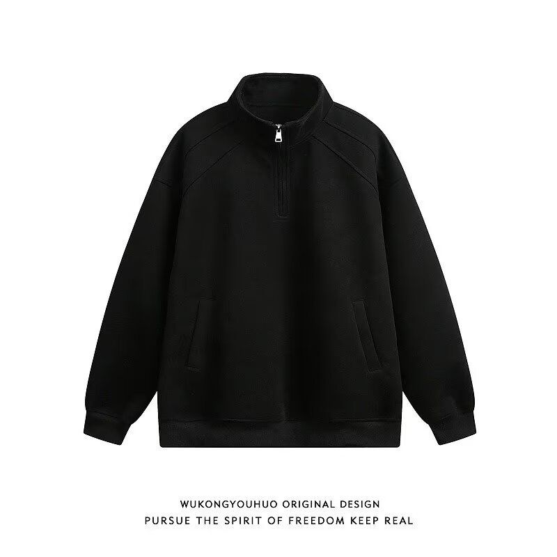 High Street Boys Stand-Up Collar Sweater Men's Semi-Zipper Sweater Hatless Pullover Sweater Men's Jacket Long Sleeve Sweater_viptrois.com
