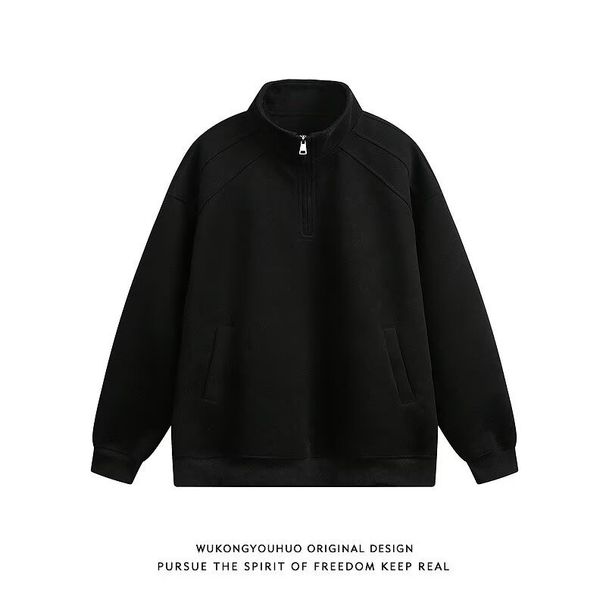 High Street Boys Stand-Up Collar Sweater Men's Semi-Zipper Sweater Hatless Pullover Sweater Men's Jacket Long Sleeve Sweater_viptrois.com
