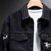 High Street Denim Jacket Men's Clothing Spring And Autumn New Motorcycle Lightning Splicing Jacket Black Trendy Brand_viptrois.com