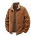Men's Fleece Stand Collar Jacket – Thickened Polar Fleece Zip-Up Coat, Oversized Casual Sweatshirt With Soft Sherpa Lining For Autumn & Winter_viptrois.com