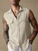 Men's Clothing New Autumn Fashion Men's Workwear Pocket Casual Vest Short Sleeve Shirt_viptrois.com