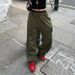 Men's Clothing Street Retro Army Green Digital Printing Low Waist Elastic Wide Leg Pants Spring And Autumn Slim Straight Casual Pants_viptrois.com