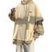 Pure Two-Piece Sweatshirt For Men 2022 Autumn Oversize Hoodie Trendy Brand Ins High Street Cool Streetwear Jacket_viptrois.com