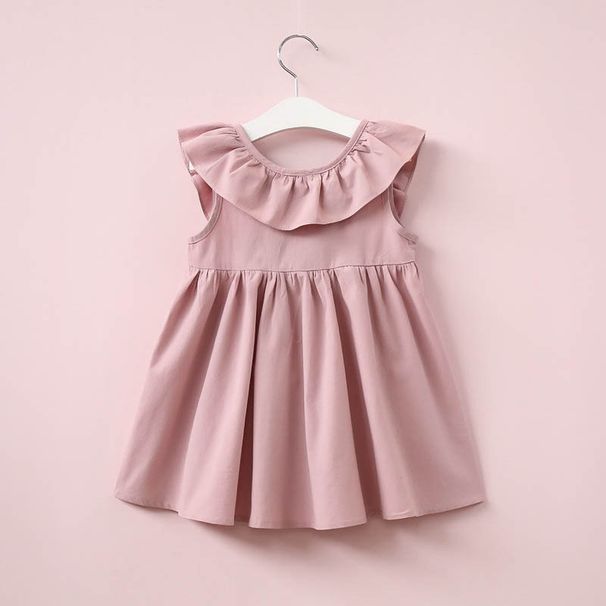 2024 summer girls' Korean version simple and trendy lotus leaf edge tied butterfly bow dress_viptrois.com