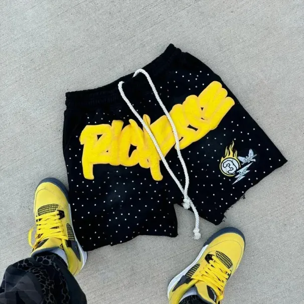 European American Fashion Letter Printed Loose Shorts Mens Street Fashion Basketball Shorts Hip Hop Jogging Casual_viptrois.com
