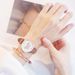 Korean Style Ladies Fashion Trend Versatile Butterfly Dial Belt Quartz Watch Female Watch + Star Bracelet 2pcs/set_viptrois.com