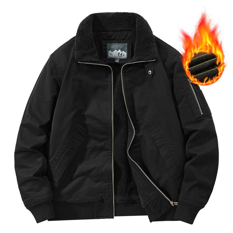 Men's Sherpa-Lined Bomber Jacket – Winter Fleece-Lined Cotton Coat With Ribbed Hem (M-5XL) | Heavyweight Aviator Style For Extreme Cold_viptrois.com