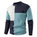 Men's Fashion Knit Sweater With Color Block Design, Round Neck, Long Sleeve, Loose Fit, Thick Warm Pullover For Casual Wear_viptrois.com