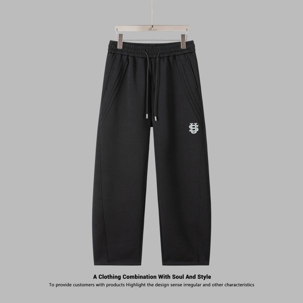 Men's Clothing Men's Casual Trousers With Pleats, Tailored Cut, Versatile Straight Leg, Loose Fit, Sporty Drape, US Embroidered Sweatpants_viptrois.com