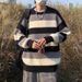 Round neck sweater for men, autumn and winter vintage loose horizontal stripe thick thread knitted sweater, winter top for men_viptrois.com