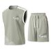 Men's Summer Cool Breathable Sleeveless T-Shirt And Shorts Two-Piece Set Plus Size Fashion Sports Casual Outfit_viptrois.com