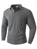 Men's Long Sleeve Polo Shirt – Sporty Contrast Collar Tee For Gym & Casual Wear (Multiple Colors)_viptrois.com