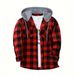 Men's New York Fashion Trend Hooded Plaid Sweatshirt Flannel Hoodie_viptrois.com
