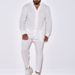 Men's Linen Long-Sleeve Shirt & Pants Set – Breathable Summer Casual Outfit In White/Black/Khaki (S-XXXL, Lightweight & Wrinkle-Resistant)_viptrois.com