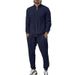 Men's Zippered Jacket & Pants Set, Autumn Casual Outerwear For Daily Wear, Lightweight Long Sleeve Coat And Trousers Outfit_viptrois.com