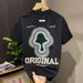 Summer New Printed White Short T-shirt Trendy Brand High-end High Count High-density Combed Cotton Half Sleeved Shirt_viptrois.com