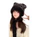 Abifeng autumn winter cute plush bow cat ear knitted keeps warm, sweet and looks good, small Lei Feng hat_viptrois.com
