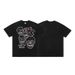 Summer Autumn New 285g American Washed Vintage Skull Print Pure Cotton Short Sleeve Unisex Top_viptrois.com