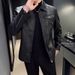 Men's Slim-Fit PU Leather Jacket – Stylish Biker Coat With Stand Collar, Zippered Front Multiple Pockets, Trendy Short-Length Outerwear For Casual_viptrois.com