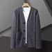 Men's Waffle Knit Cardigan Sweater – Lightweight Open Front Long Sleeve Top, Oversized Fit, Casual Korean Style For Spring & Fall_viptrois.com