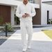 Men's Waffle-Knit Half-Zip Pullover Hoodie & Jogger Set – Relaxed Fit Casual Lounge Wear (Breathable & Lightweight)_viptrois.com