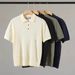 Men's Clothing Men's Summer Short Sleeve Knit Shirt Simple Solid Color Casual Trendy T-Shirt Jacquard Openwork Collar_viptrois.com