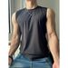 Men's Summer Sleeveless Vest - Breathable Moisture-Wicking Athletic Tank Top For Running & Gym (Black/White/Grey/Light Brown, M-3XL)_viptrois.com