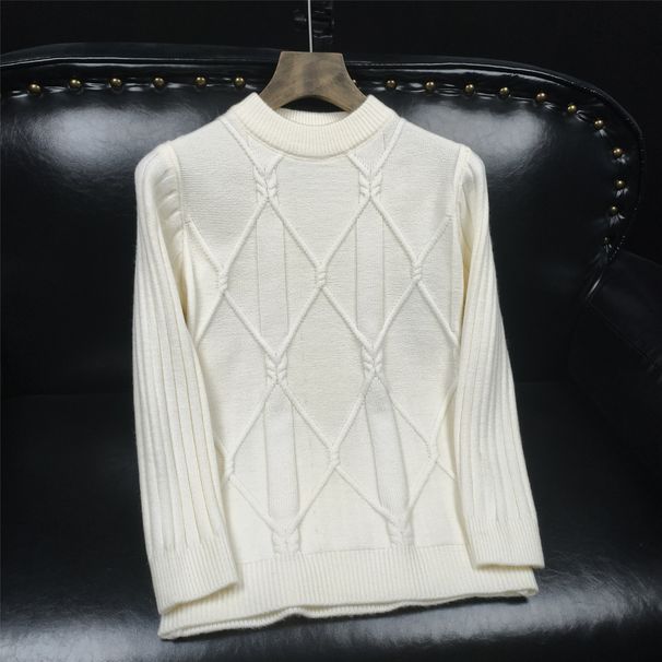 Men's Chunky Cable Knit Sweater - Oversized Winter Pullover With Round Neck, Long Sleeve, Trendy Textured Design (White/Black/Khaki, Sizes M-3XL)_viptrois.com