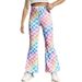 Mother & Kids INS Girls Spring And Autumn Flared Rainbow Stripe Print Knitted Street Style Flared Pants Without Pockets_viptrois.com