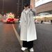 Winter Black Korean Edition Men's Knee Length Windbreaker Youth Trendy Handsome Coat Loose Top_viptrois.com