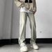 Side Zipper Micro Flared Jeans, Men's Spring And Autumn Washed Ruffian Handsome Pants, American High Street Trendy Brand_viptrois.com